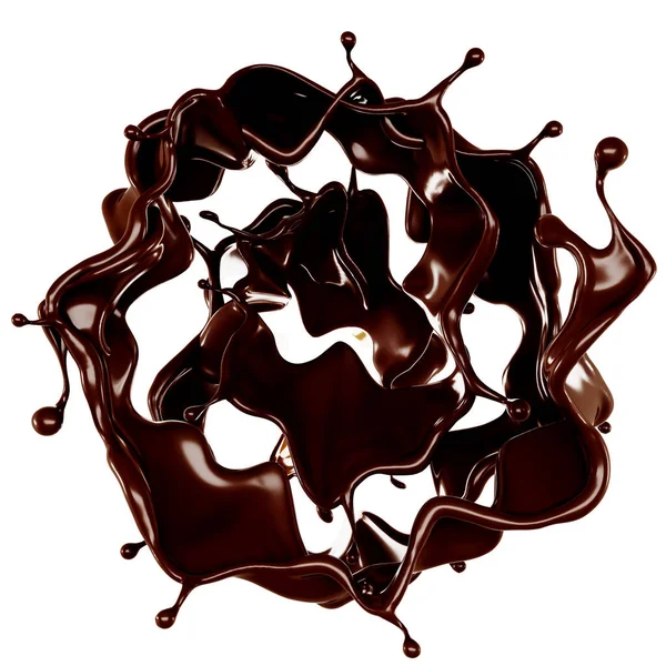 Splash Chocolate Rendering Illustration — Stock Photo, Image