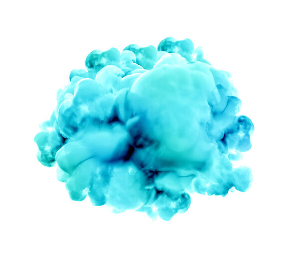 Turquoise smoke on a white background. 3d rendering, 3d illustration.