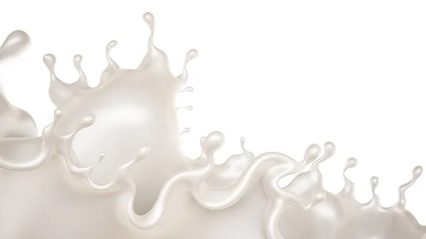 厚い白い液体のスプラッシュ 3Dレンダリング 3Dイラスト — ストック写真