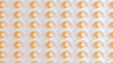 Mimari, iç desen, beyaz, sarı, altın desenli duvar 3D resimleme