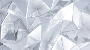 Üçgenli beyaz kristal arka plan. 3d görüntüleme, 3d illüstrasyon.