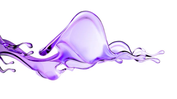 Une Éclaboussure Liquide Transparent Violet Rendu Illustration — Photo