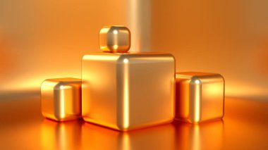 Güzel, zarif bir arka plan, kaidesi ve vitrini var. 3d illüstrasyon, 3d canlandırma