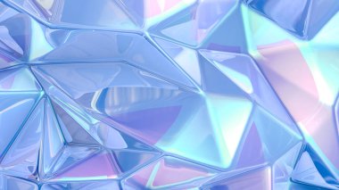 Mavi kristal arka plan. 3d illüstrasyon, 3d canlandırma