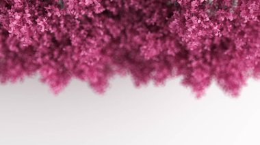 Yılın mevsimi, beyaz yapraklı, güzel pembe arka plan. 3d görüntüleme, 3d illüstrasyon.