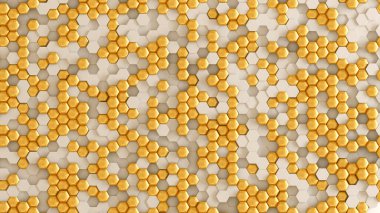 Altın beyazı geometrik arka plan. 3d görüntüleme, 3d illüstrasyon.