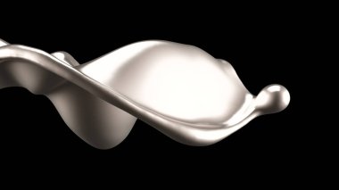 Lüks gümüş bir sıvı sıçraması. 3d görüntüleme, 3d illüstrasyon.