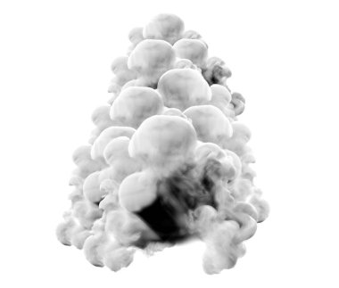 Beyaz arka planda gri duman. 3d görüntüleme, 3d illüstrasyon.