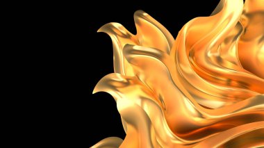 Saten kumaşlı lüks altın arka plan. 3d görüntüleme, 3d illüstrasyon.