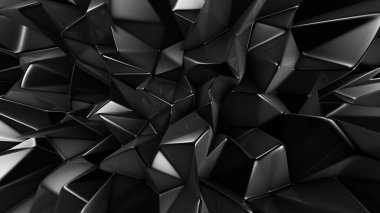 Üçgenli siyah kristal arka plan. 3d görüntüleme, 3d illüstrasyon.