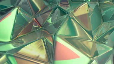 Green crystal background with triangles. 3d rendering, 3d illustration. clipart