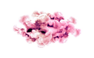 Beyaz arka planda pembe duman. 3d görüntüleme, 3d illüstrasyon.