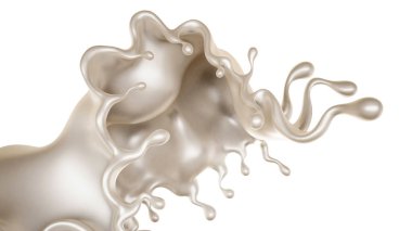 Kalın beyaz bir sıvı damlası. 3d görüntüleme, 3d illüstrasyon.