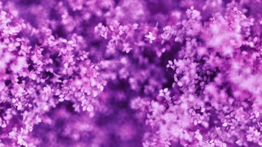 Yaprakları olan güzel mor bir arkaplan, yıllık 3D çizim mevsimi, 3D çizim.