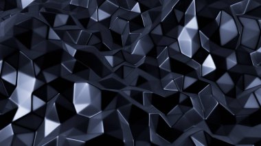 Mavi kristal arka plan ve üçgenler. 3d görüntüleme, 3d illüstrasyon.