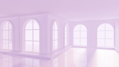 Lüks, açık mor, içi boş. 3d görüntüleme, 3d illüstrasyon.