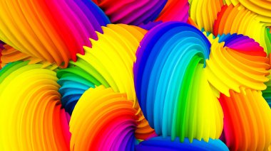 Soyut gökkuşağı pastel şekli. 3d görüntüleme, 3d illüstrasyon.