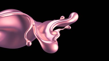 Şatafatlı altın bir sıvı sıçraması. 3d görüntüleme, 3d illüstrasyon.