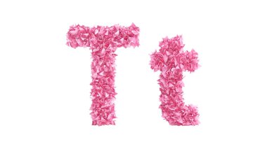 Pembe çiçek yazı tipi. 3d görüntüleme, 3d illüstrasyon.