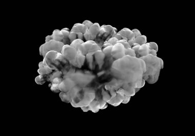 Siyah arka planda beyaz duman. 3d görüntüleme, 3d illüstrasyon.