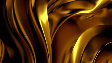 Saten kumaşlı lüks altın arka plan. 3d görüntüleme, 3d illüstrasyon.