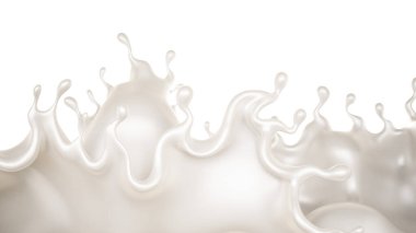 Kalın beyaz bir sıvı damlası. 3d görüntüleme, 3d illüstrasyon.