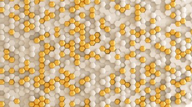 Altın beyazı geometrik arka plan. 3d görüntüleme, 3d illüstrasyon.