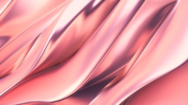 Saten kumaşlı lüks pembe arka plan. 3d görüntüleme, 3d illüstrasyon.