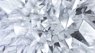Üçgenli beyaz kristal arka plan. 3d görüntüleme, 3d illüstrasyon.