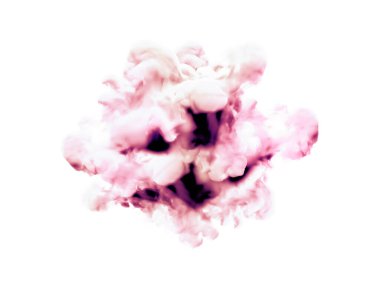 Beyaz arka planda pembe duman. 3d görüntüleme, 3d illüstrasyon.
