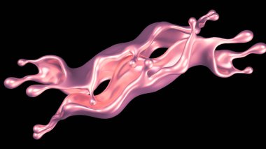 Şatafatlı altın bir sıvı sıçraması. 3d görüntüleme, 3d illüstrasyon.