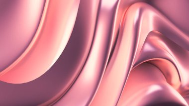 Saten kumaşlı lüks pembe arka plan. 3d görüntüleme, 3d illüstrasyon.