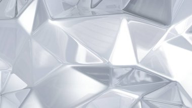 Üçgenli beyaz kristal arka plan. 3d görüntüleme, 3d illüstrasyon.