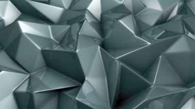 Üçgenli yeşil kristal arka plan. 3d görüntüleme, 3d illüstrasyon.