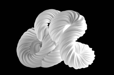 Siyah arkaplanda soyut beyaz şekil. 3d görüntüleme, 3d illüstrasyon.