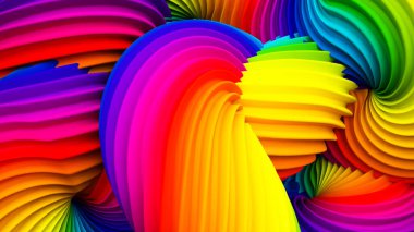 Soyut gökkuşağı pastel şekli. 3d görüntüleme, 3d illüstrasyon.