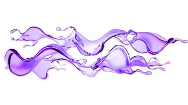 Biraz mor şeffaf sıvı. 3d görüntüleme, 3d illüstrasyon.