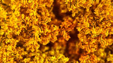 Yaprakları olan güzel bir sonbahar arka planı. 3d görüntüleme, 3d illüstrasyon.