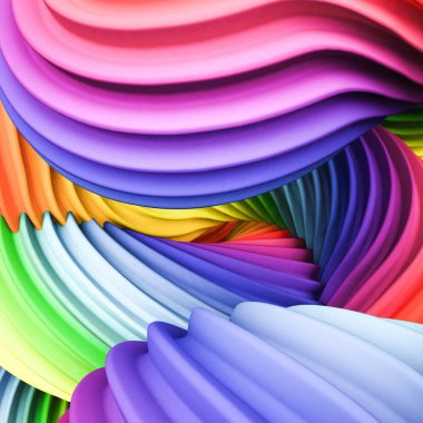 Soyut gökkuşağı pastel şekli. 3d görüntüleme, 3d illüstrasyon.