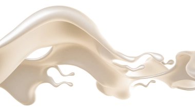 Bir tutam süt. 3d görüntüleme, 3d illüstrasyon.