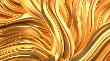 Saten kumaşlı lüks altın arka plan. 3d görüntüleme, 3d illüstrasyon.