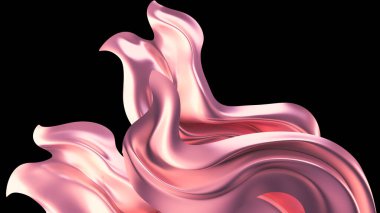 Saten kumaşlı lüks pembe arka plan. 3d görüntüleme, 3d illüstrasyon.