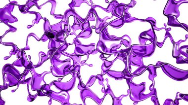 Beyaz arka planda mor rengin şeffaf sıvısı. 3d görüntüleme, 3d illüstrasyon.