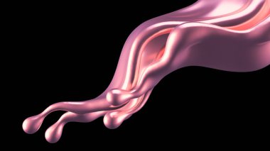 Şatafatlı altın bir sıvı sıçraması. 3d görüntüleme, 3d illüstrasyon.