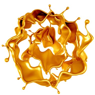 Altın sarısı karamel. 3d görüntüleme, 3d illüstrasyon.