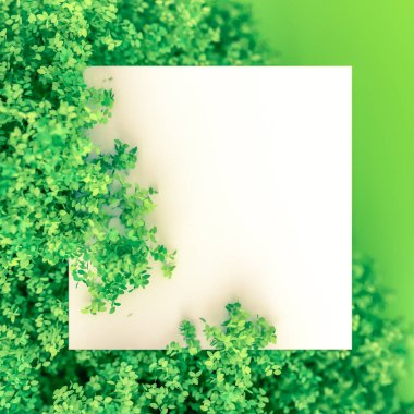 Yapraklarla dolu güzel bir yaz geçmişi var. 3d görüntüleme, 3d illüstrasyon.