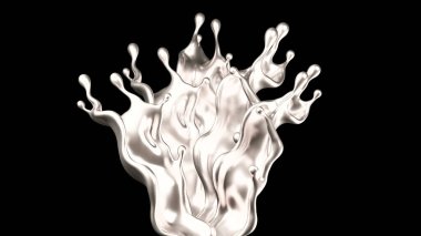 Lüks gümüş bir sıvı sıçraması. 3d görüntüleme, 3d illüstrasyon.