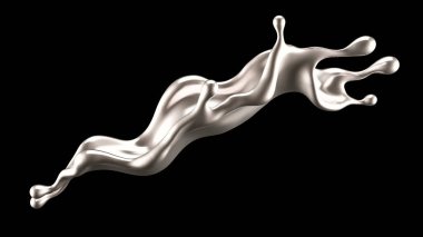 Lüks gümüş bir sıvı sıçraması. 3d görüntüleme, 3d illüstrasyon.