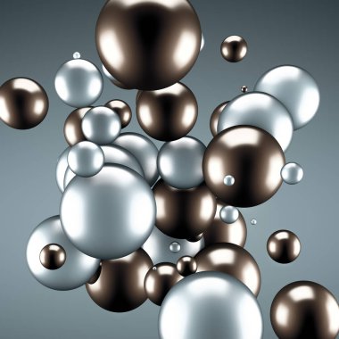 Neşeli, pozitif, taşaklı, parlak gri bir arka plan. 3d görüntüleme, 3d illüstrasyon.