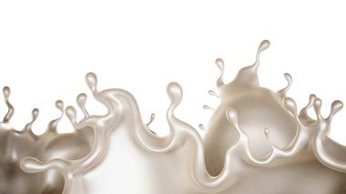 Kalın beyaz bir sıvı damlası. 3d görüntüleme, 3d illüstrasyon.